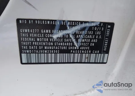 2014 Volkswagen Jetta 1.8T Se from USA, damaged, VIN 3VWD17AJ9EM238302